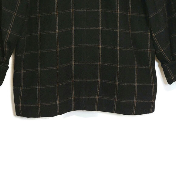 Vince Wool Cashmere Plaid Padded Shirt Jacket Shacket Black Tan Button Down XL - Picture 12 of 16